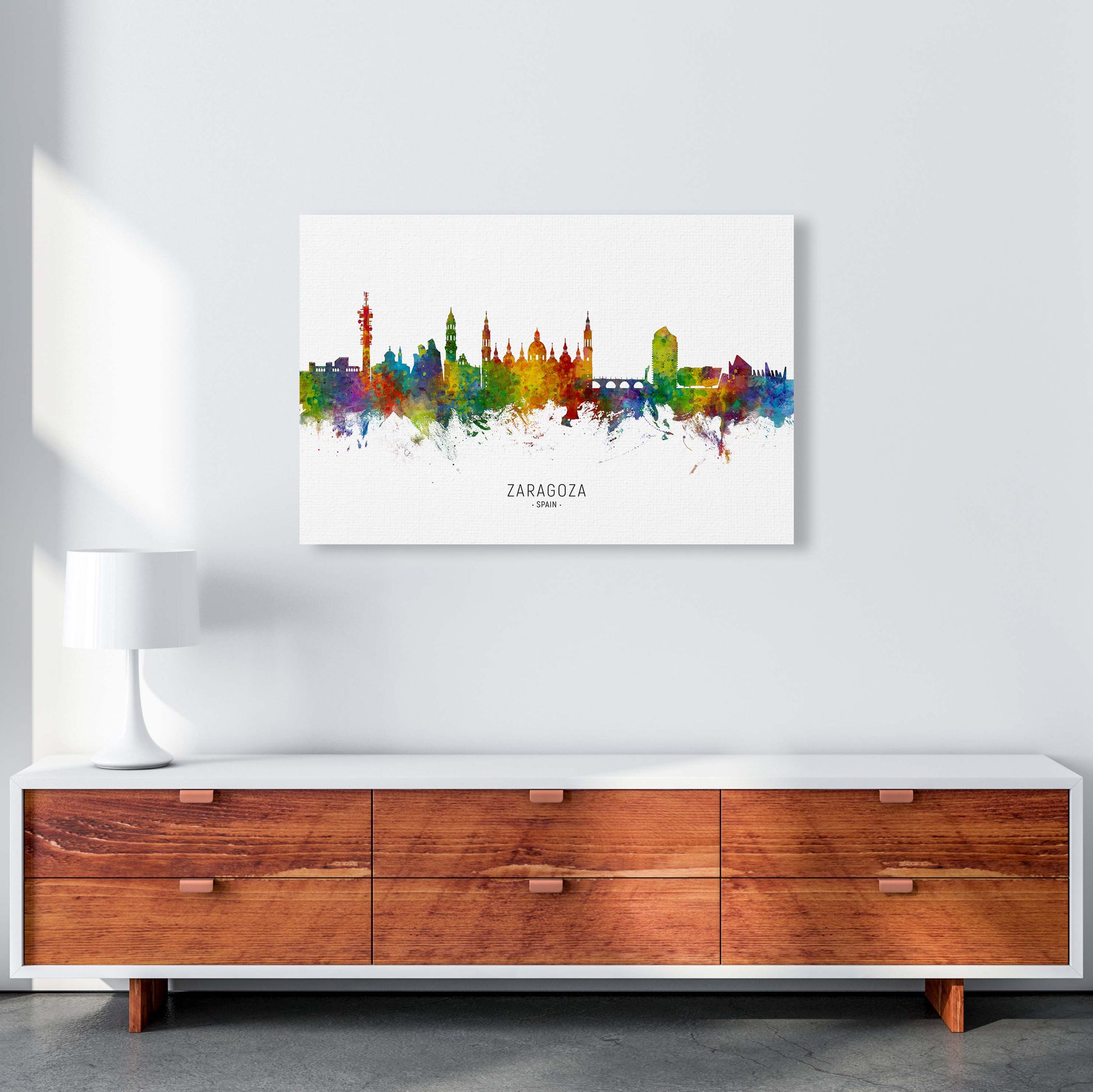 Zaragoza Spain Skyline Art Print by Michael Tompsett A1 Canvas