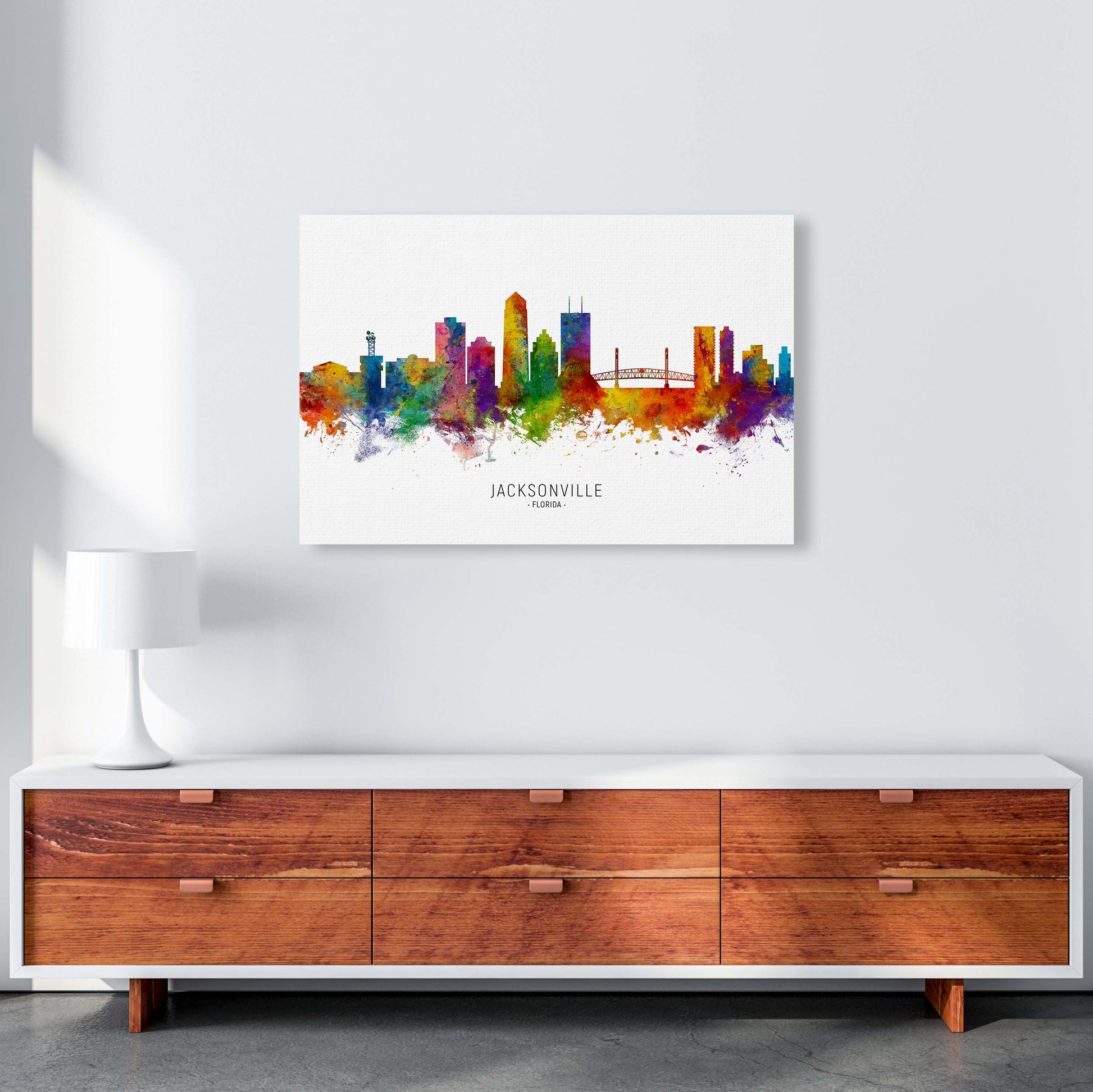 Jacksonville Florida Skyline Art Print by Michael Tompsett A1 Canvas