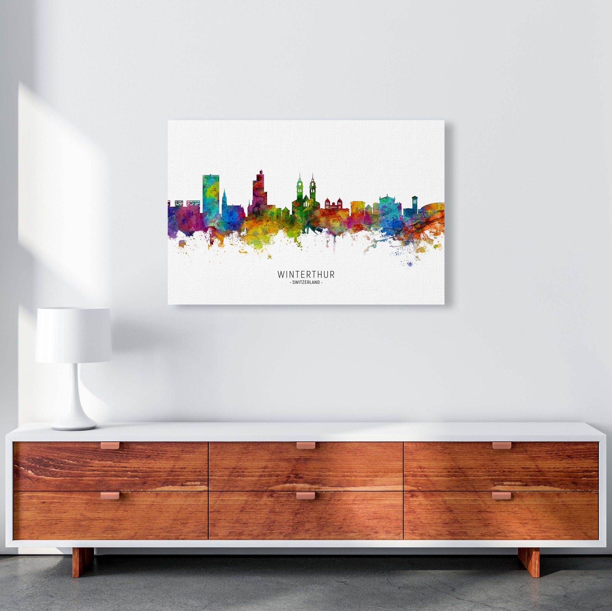 Winterthur Switzerland Skyline Art Print by Michael Tompsett A1 Canvas
