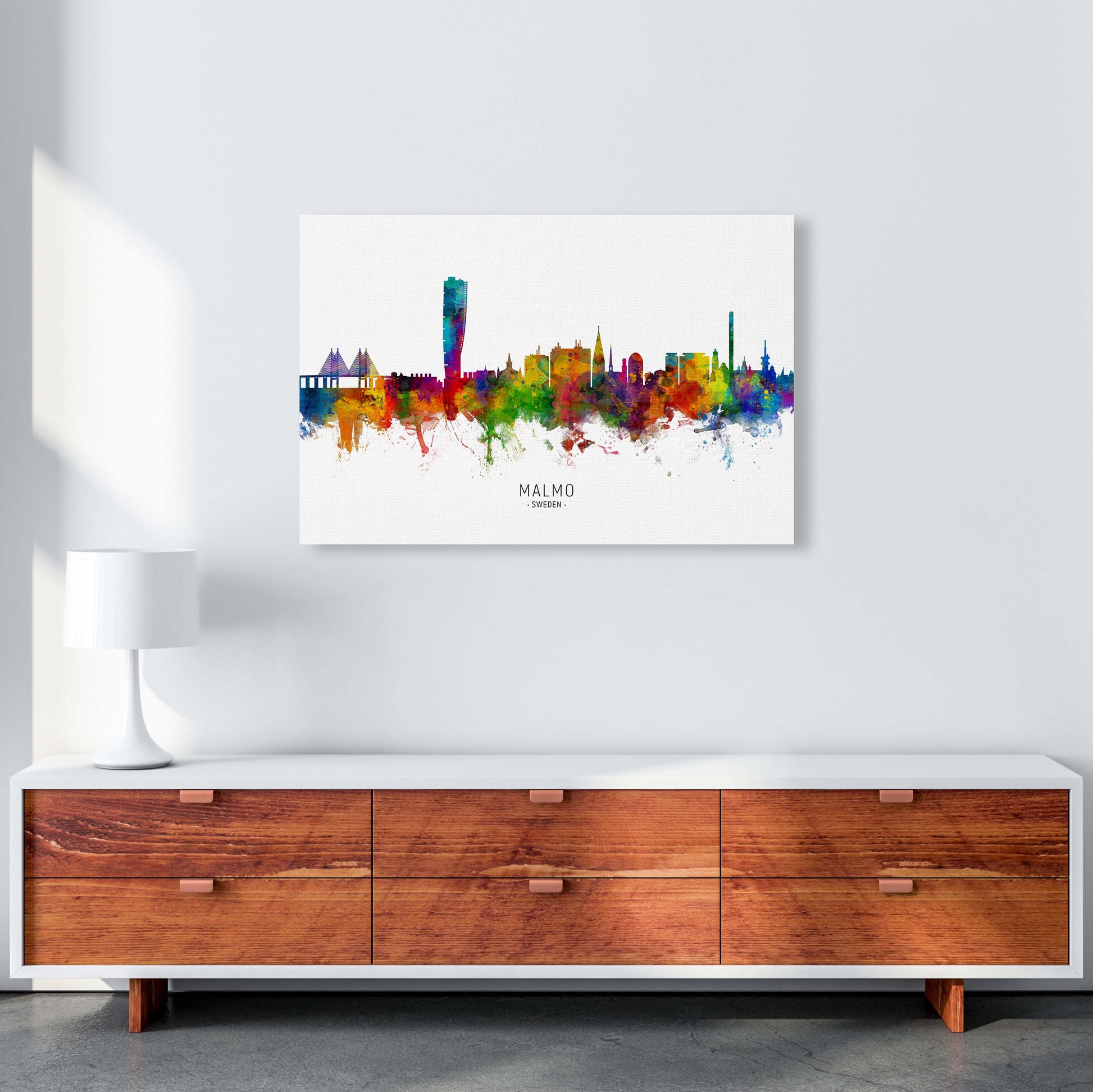 Malmo Sweden Skyline Art Print by Michael Tompsett A1 Canvas