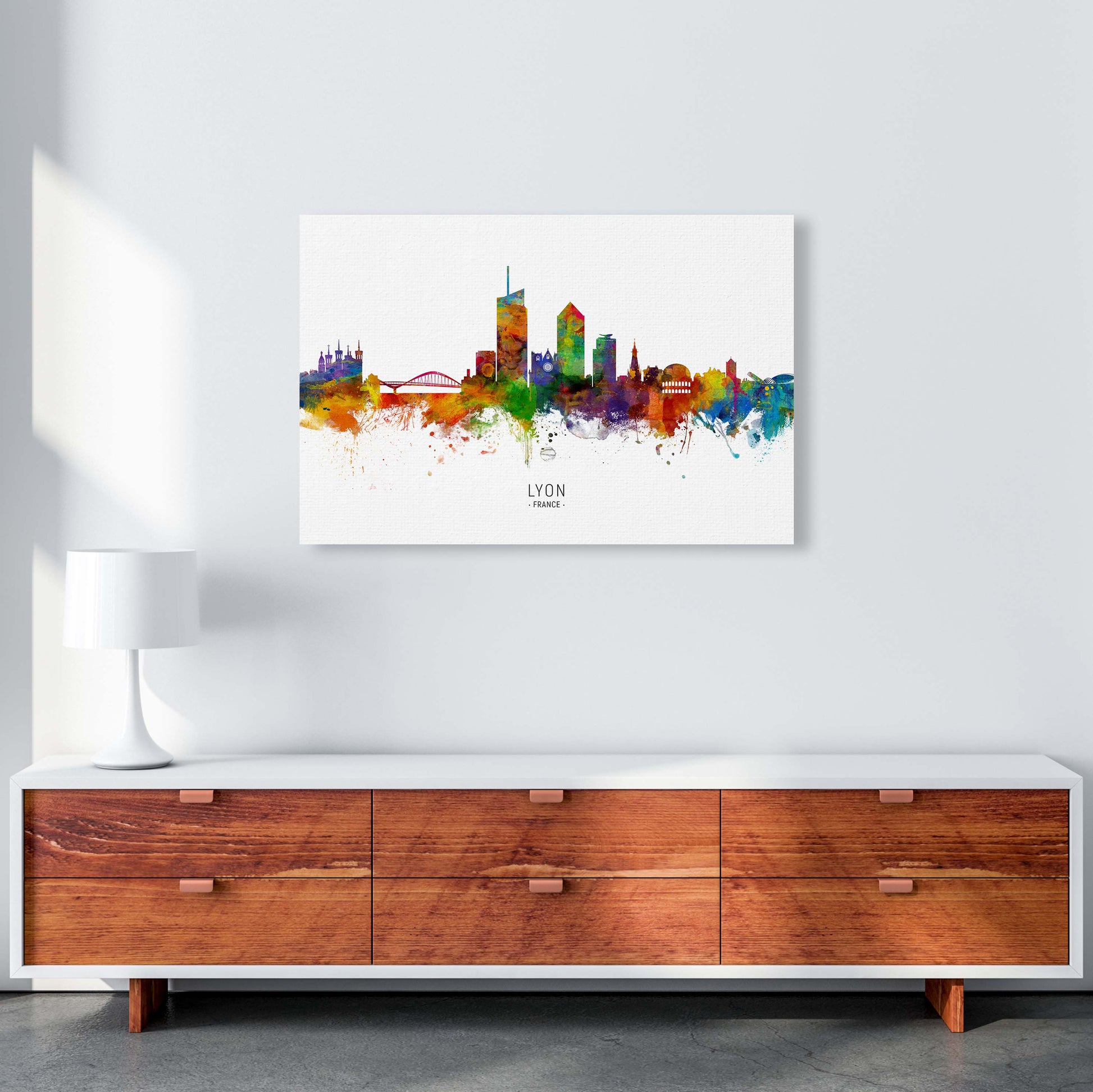 Lyon France Skyline Art Print by Michael Tompsett A1 Canvas