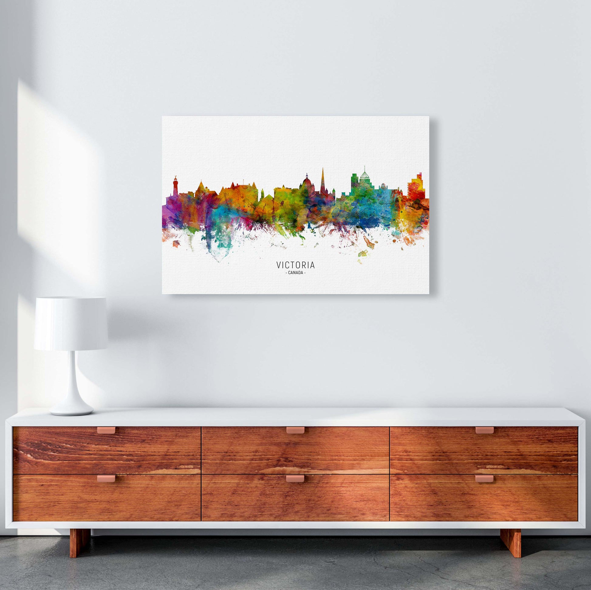 Victoria Canada Skyline Art Print by Michael Tompsett A1 Canvas