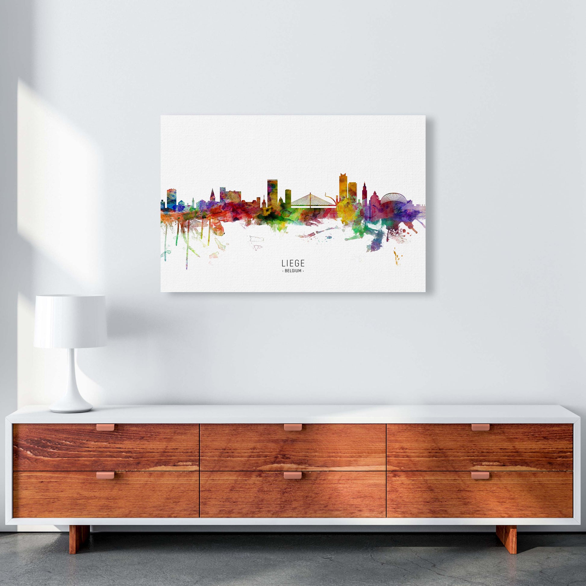 Liege Belgium Skyline Art Print by Michael Tompsett A1 Canvas