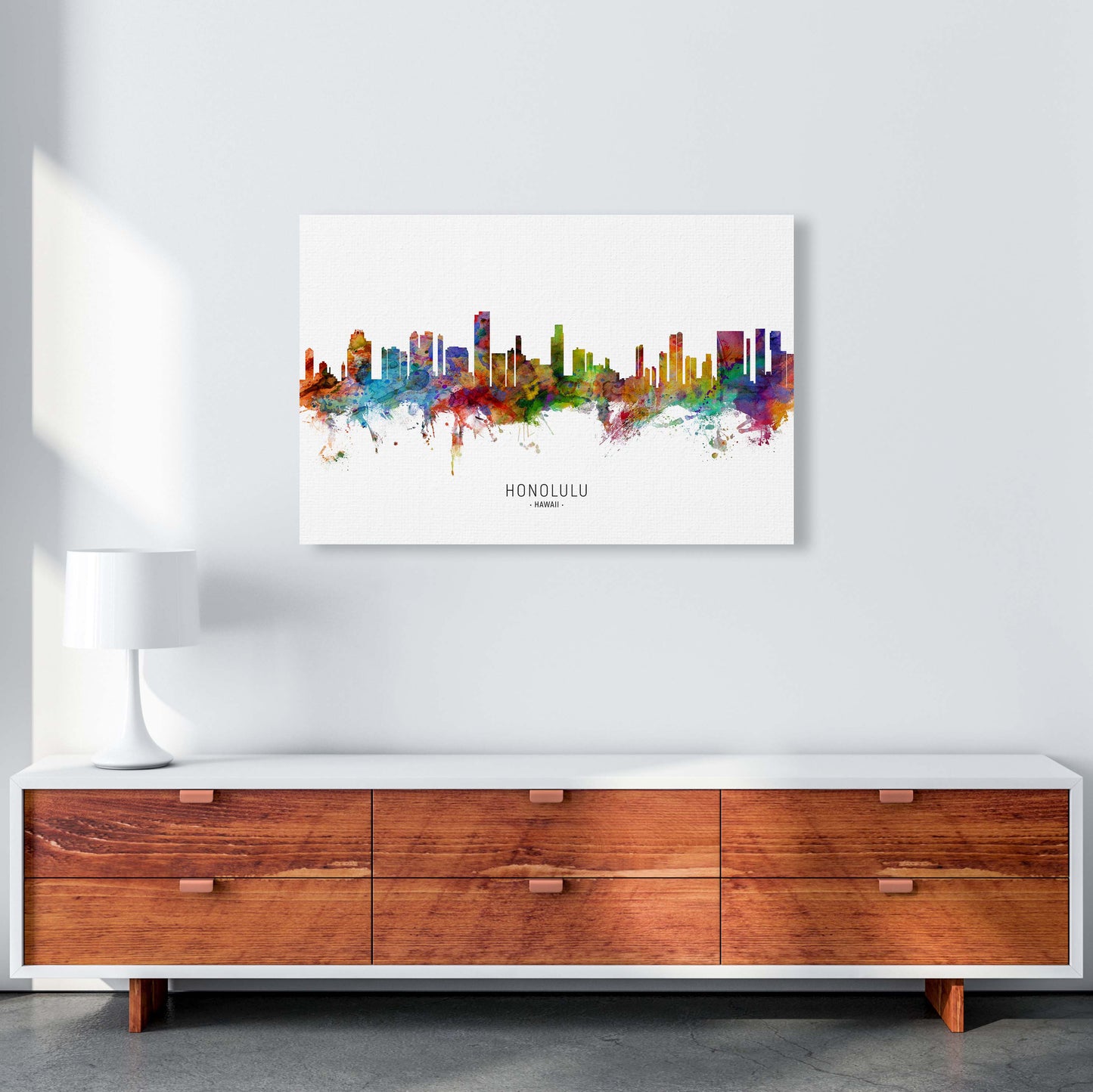 Honolulu Hawaii Skyline Art Print by Michael Tompsett A1 Canvas
