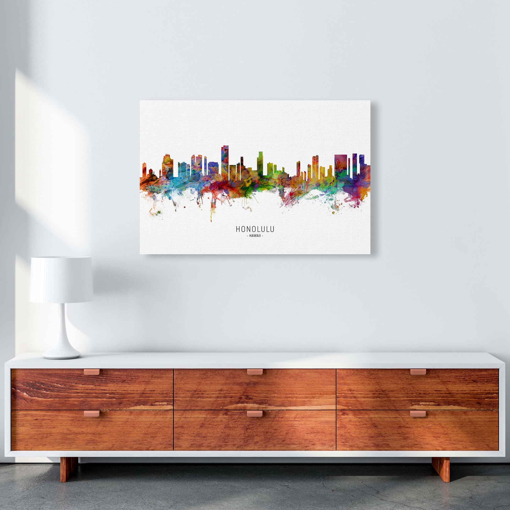 Honolulu Hawaii Skyline Art Print by Michael Tompsett A1 Canvas