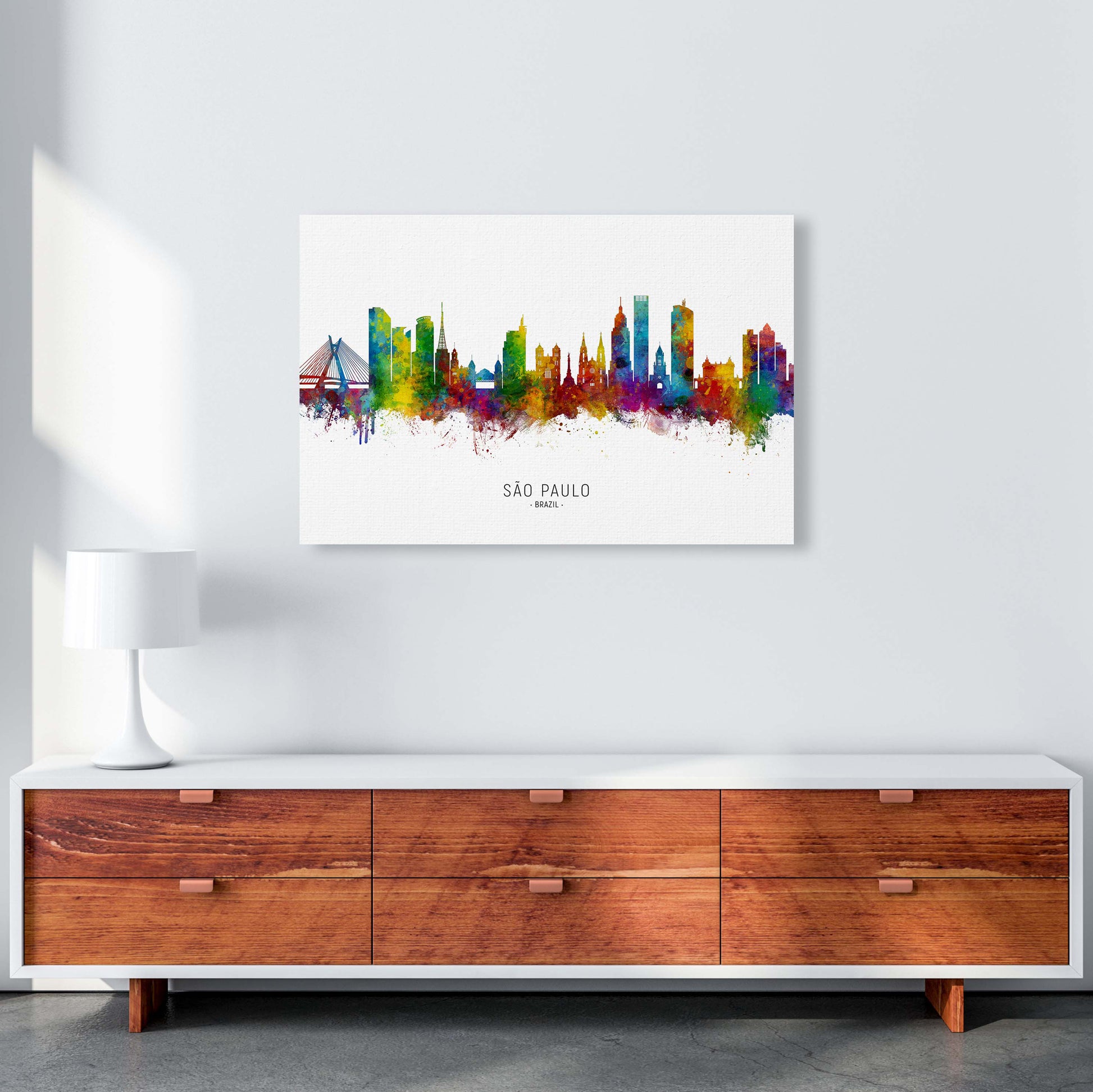 Sao Paulo Brazil Skyline Art Print by Michael Tompsett A1 Canvas