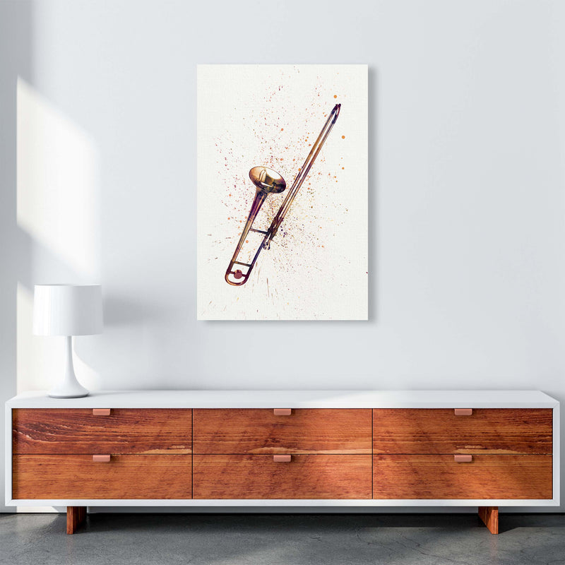 Trombone Watercolour Art Print by Michael Tompsett A1 Canvas