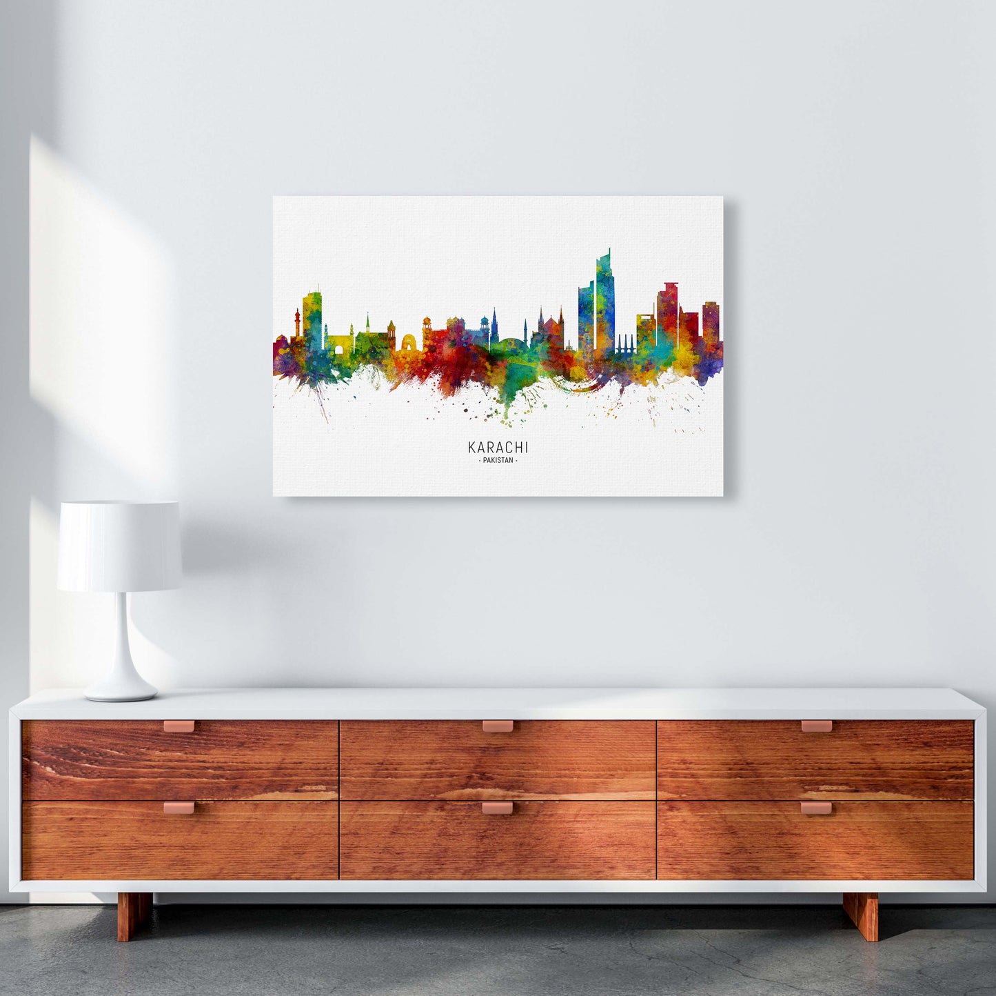 Karachi Pakistan Skyline Art Print by Michael Tompsett A1 Canvas