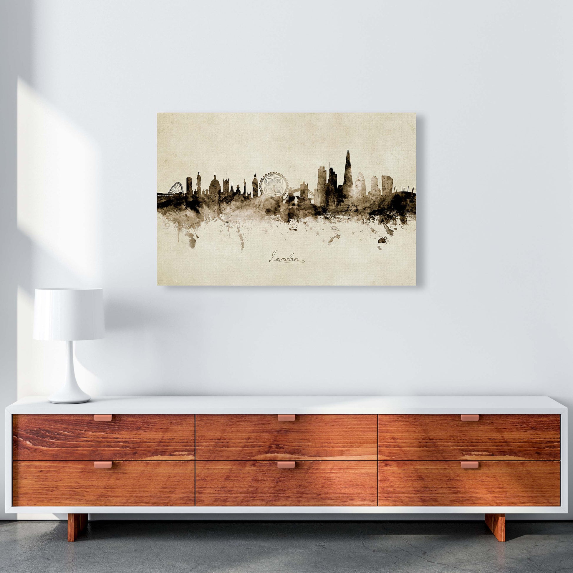 London England Skyline Vintage  Art Print by Michael Tompsett A1 Canvas