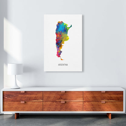 Argentina Watercolour Map Art Print by Michael Tompsett A1 Canvas