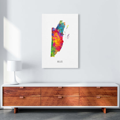 Belize Watercolour Map Art Print by Michael Tompsett A1 Canvas