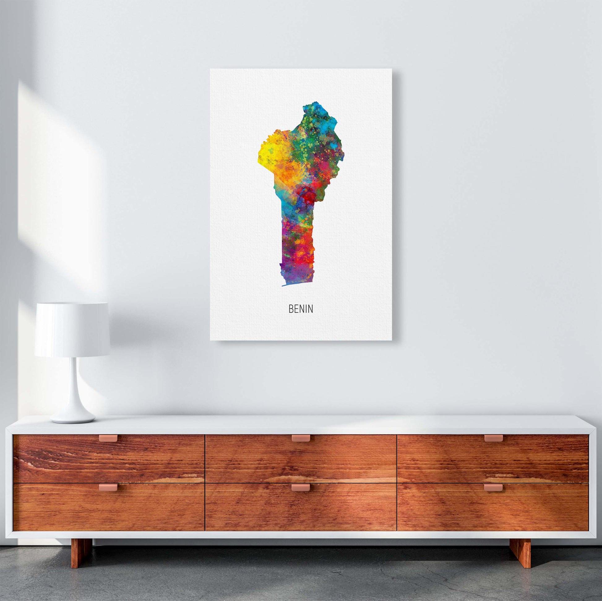 Benin Watercolour Map Art Print by Michael Tompsett A1 Canvas