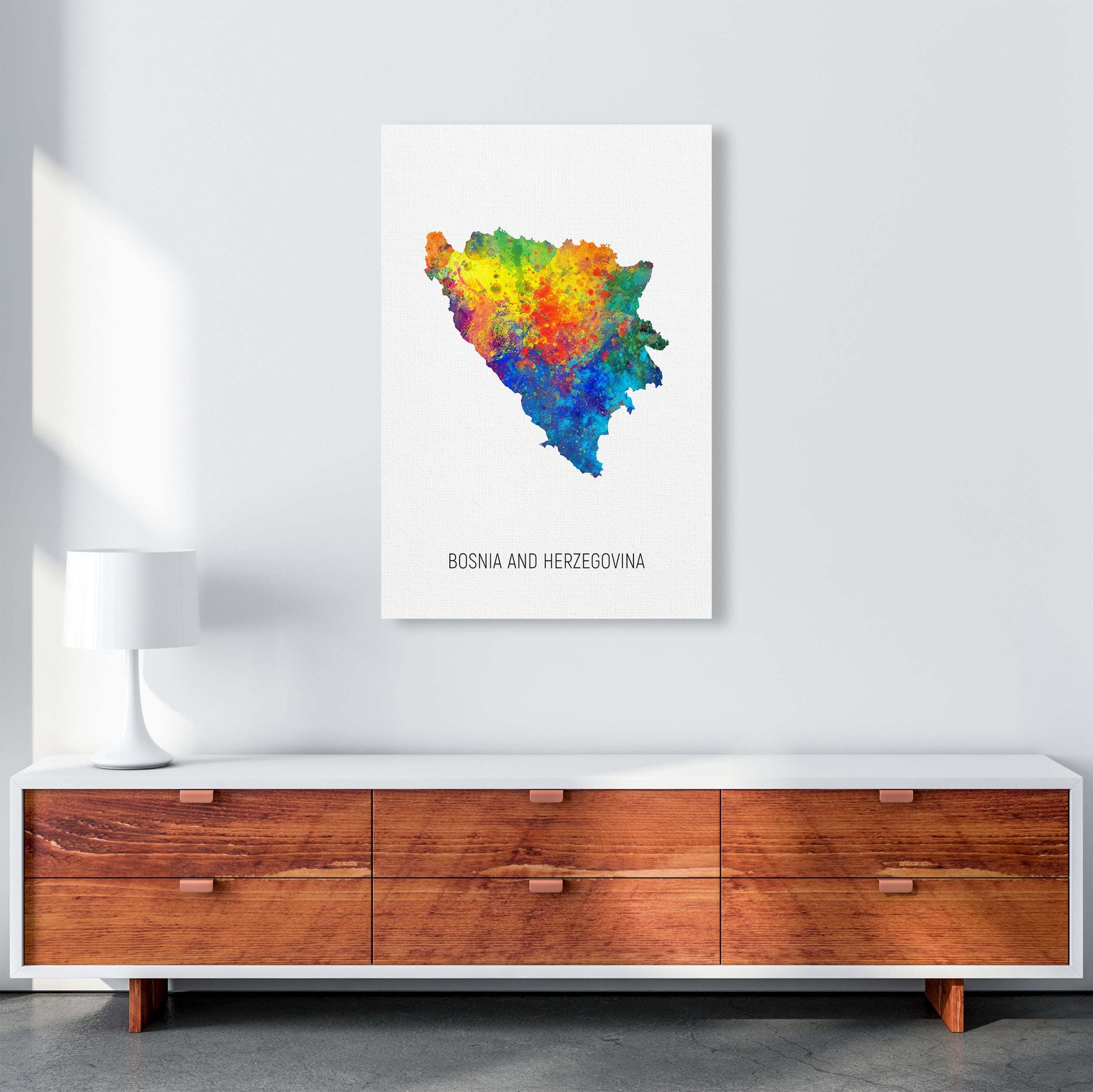 Bosnia And Herzegovina Watercolour Map  by Michael Tompsett A1 Canvas