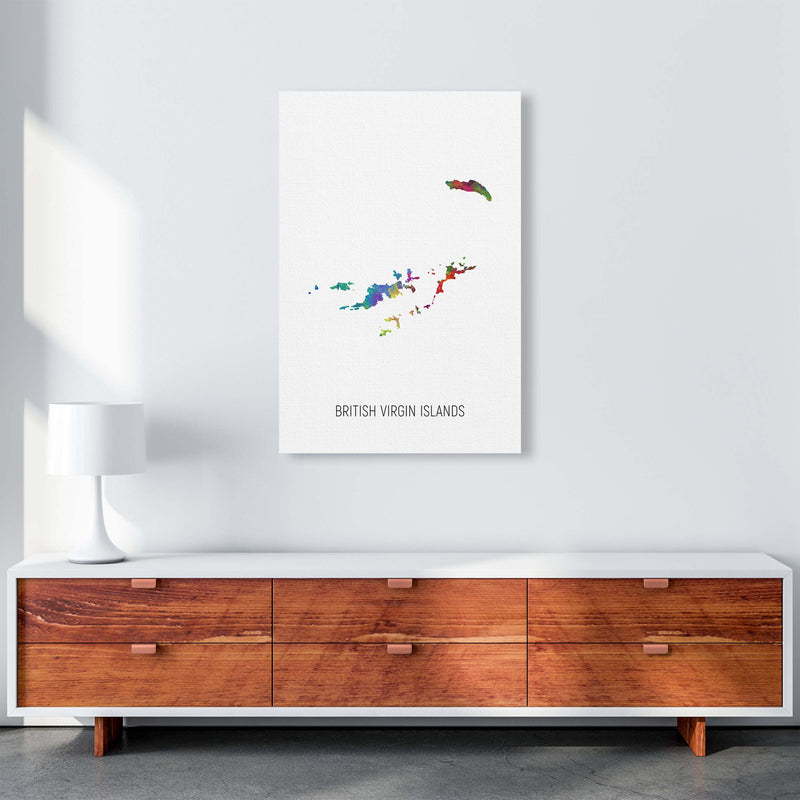 British Virgin Islands Watercolour Map  by Michael Tompsett A1 Canvas