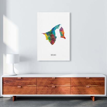 Brunei Watercolour Map Art Print by Michael Tompsett A1 Canvas