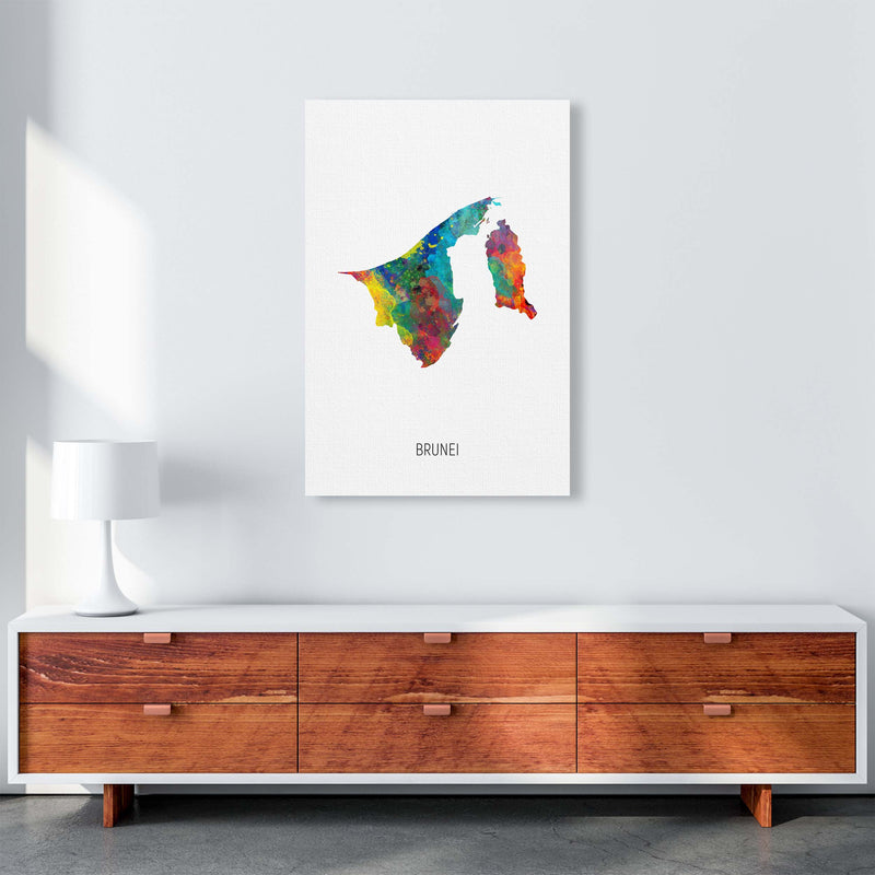 Brunei Watercolour Map Art Print by Michael Tompsett A1 Canvas