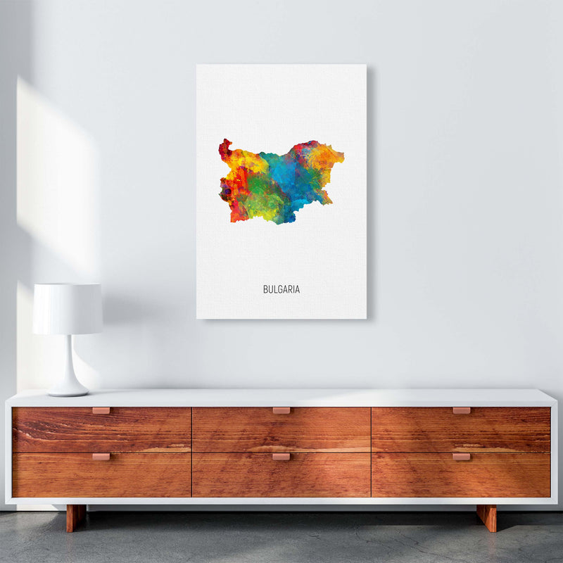 Bulgaria Watercolour Map Art Print by Michael Tompsett A1 Canvas