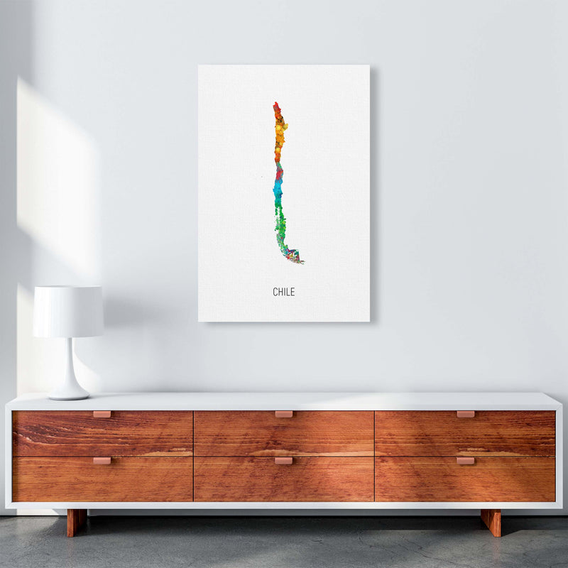 Chile Watercolour Map Art Print by Michael Tompsett A1 Canvas