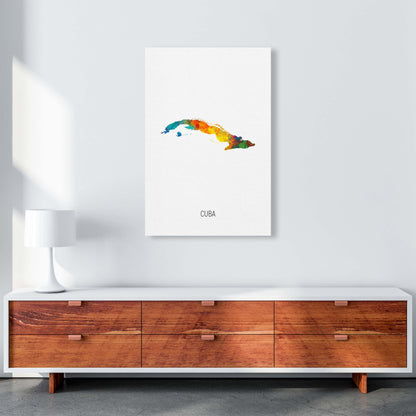 Cuba Watercolour Map Art Print by Michael Tompsett A1 Canvas