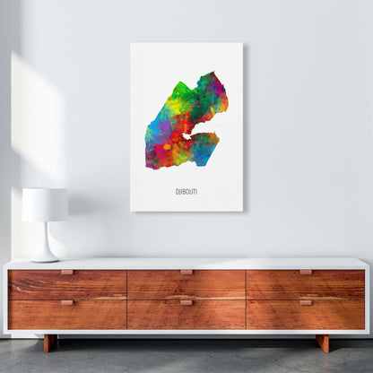 Djibouti Watercolour Map Art Print by Michael Tompsett A1 Canvas