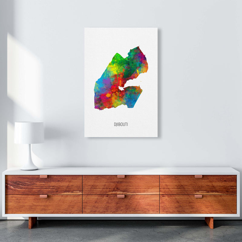 Djibouti Watercolour Map Art Print by Michael Tompsett A1 Canvas