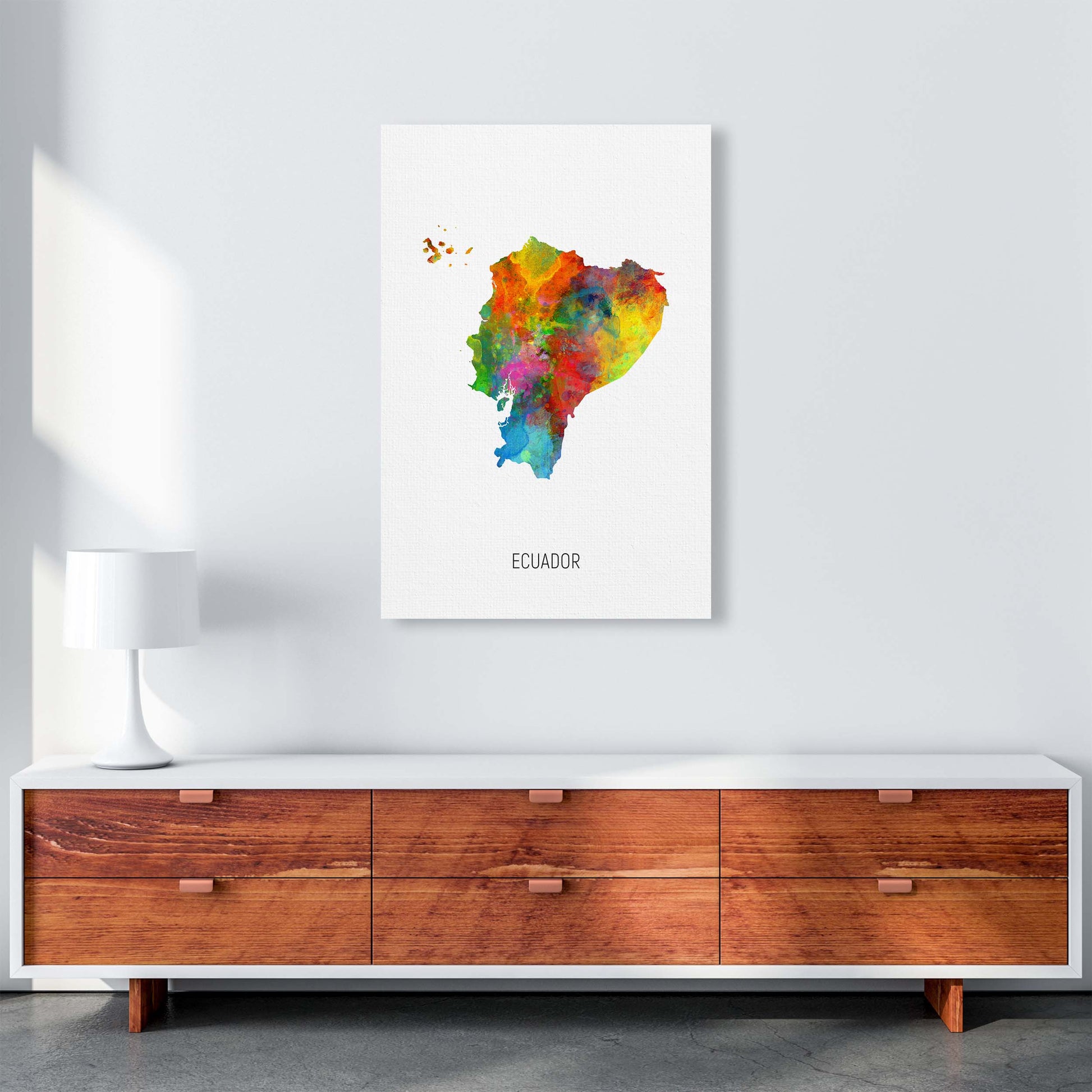 Ecuador Watercolour Map Art Print by Michael Tompsett A1 Canvas