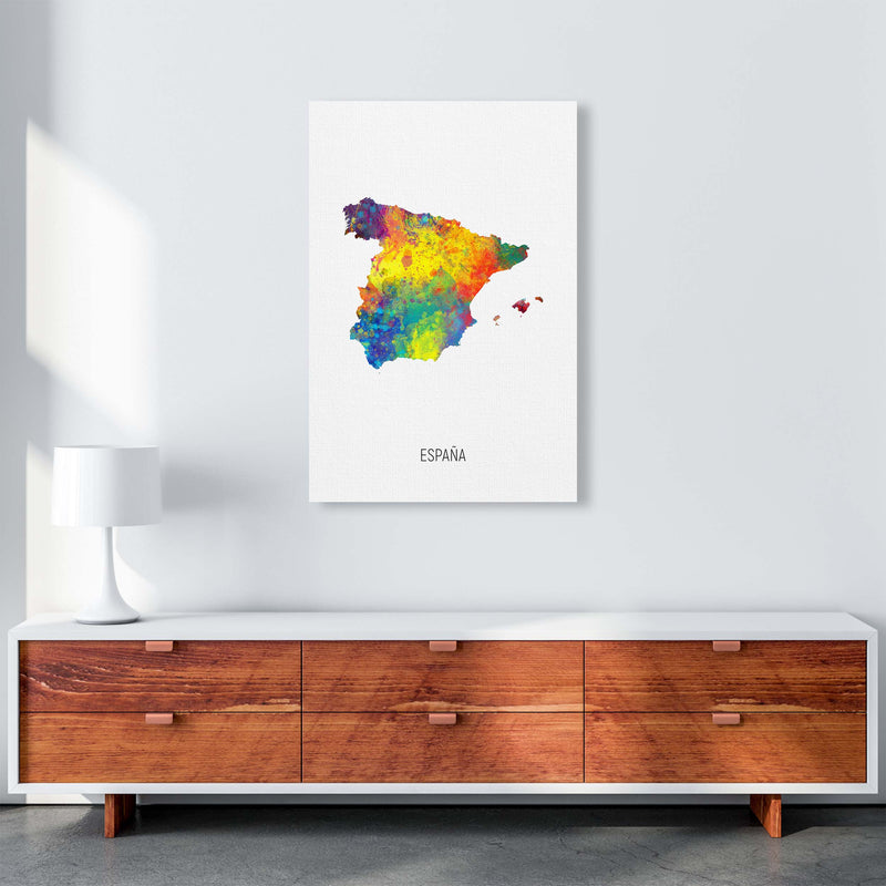 Espana Watercolour Map Art Print by Michael Tompsett A1 Canvas