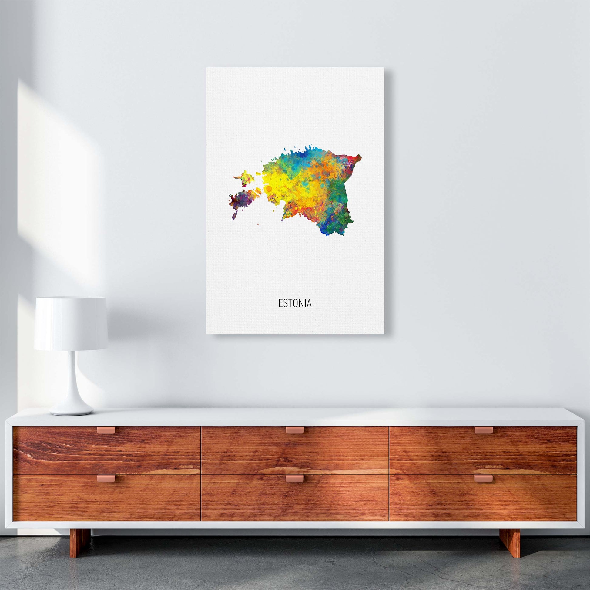 Estonia Watercolour Map Art Print by Michael Tompsett A1 Canvas
