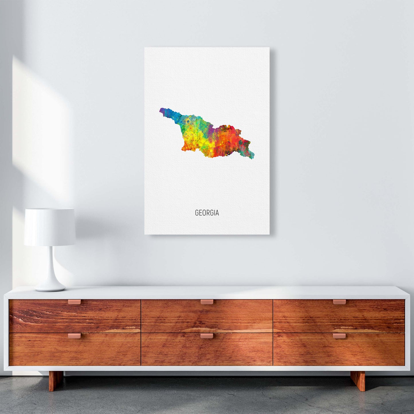 Georgia Watercolour Map Art Print by Michael Tompsett A1 Canvas