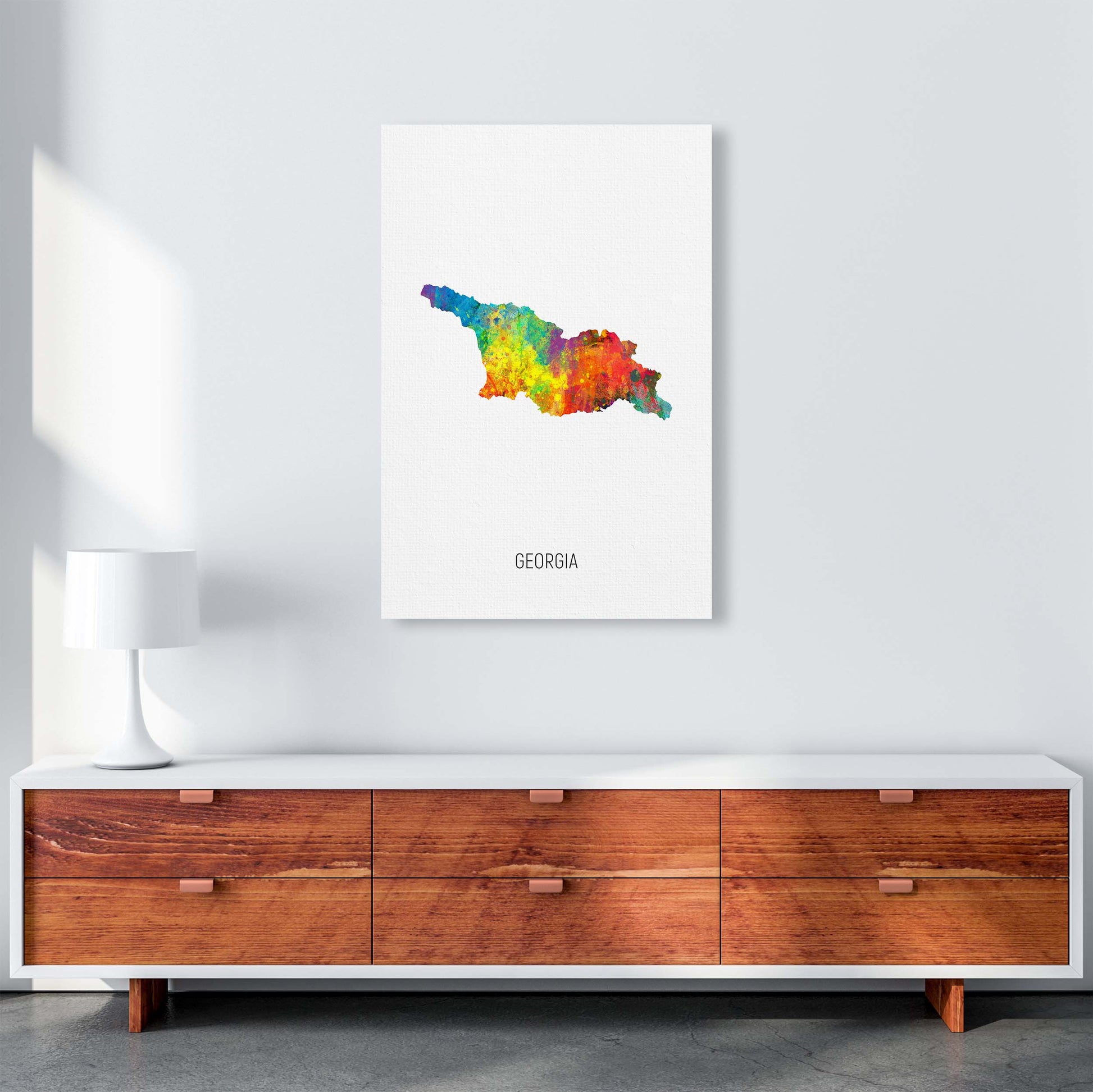 Georgia Watercolour Map Art Print by Michael Tompsett A1 Canvas