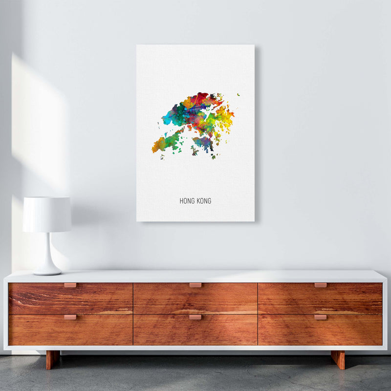 Hong Kong Watercolour Map Art Print by Michael Tompsett A1 Canvas