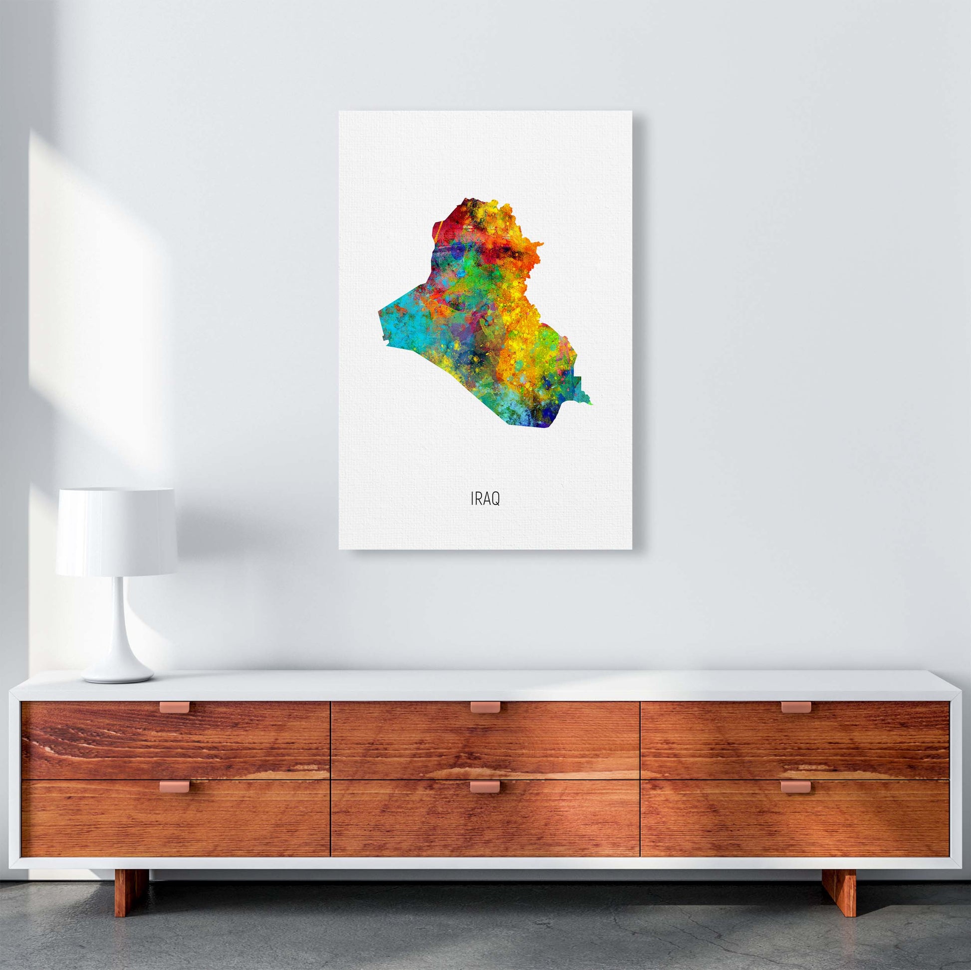 Iraq Watercolour Map Art Print by Michael Tompsett A1 Canvas