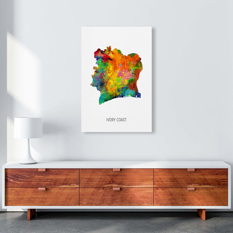 Ivory Coast Watercolour Map Art Print by Michael Tompsett A1 Canvas