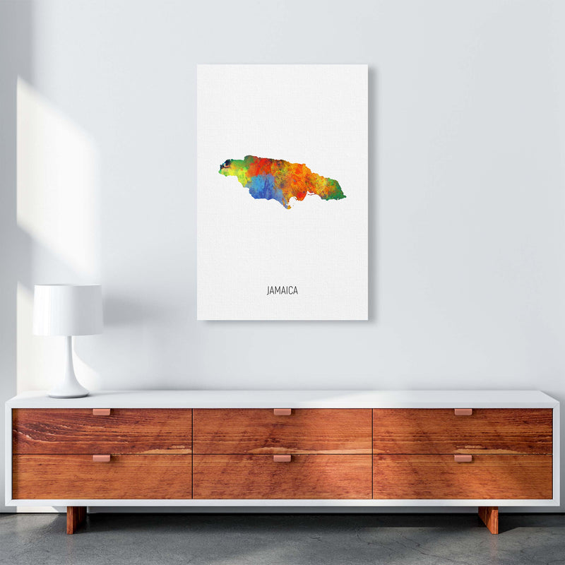 Jamaica Watercolour Map Art Print by Michael Tompsett A1 Canvas