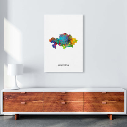 Kazakhstan Watercolour Map Art Print by Michael Tompsett A1 Canvas