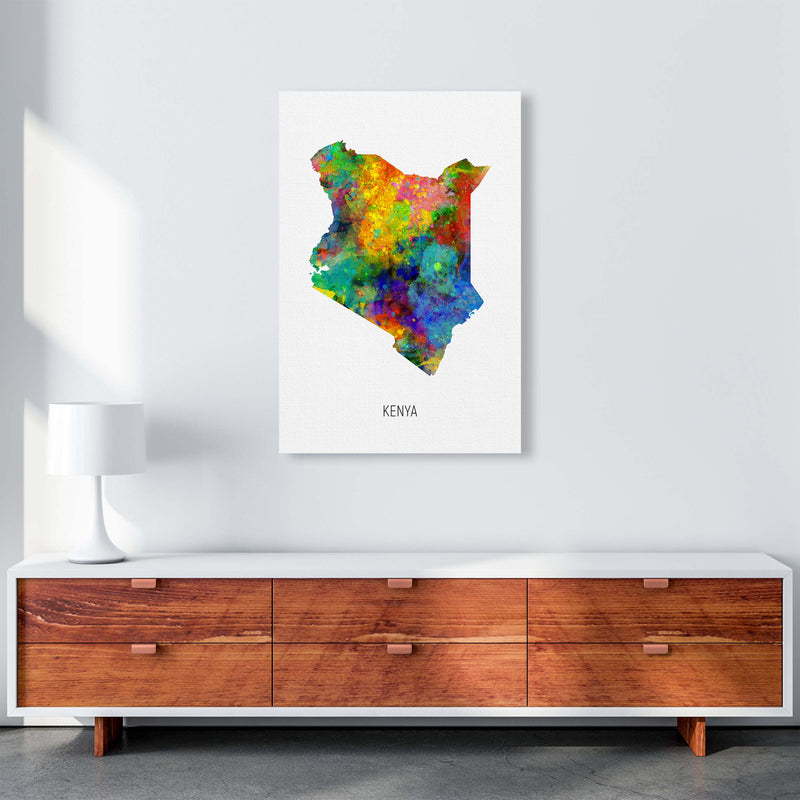 Kenya Watercolour Map Art Print by Michael Tompsett A1 Canvas