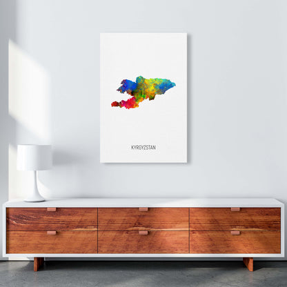 Kyrgyzstan Watercolour Map Art Print by Michael Tompsett A1 Canvas