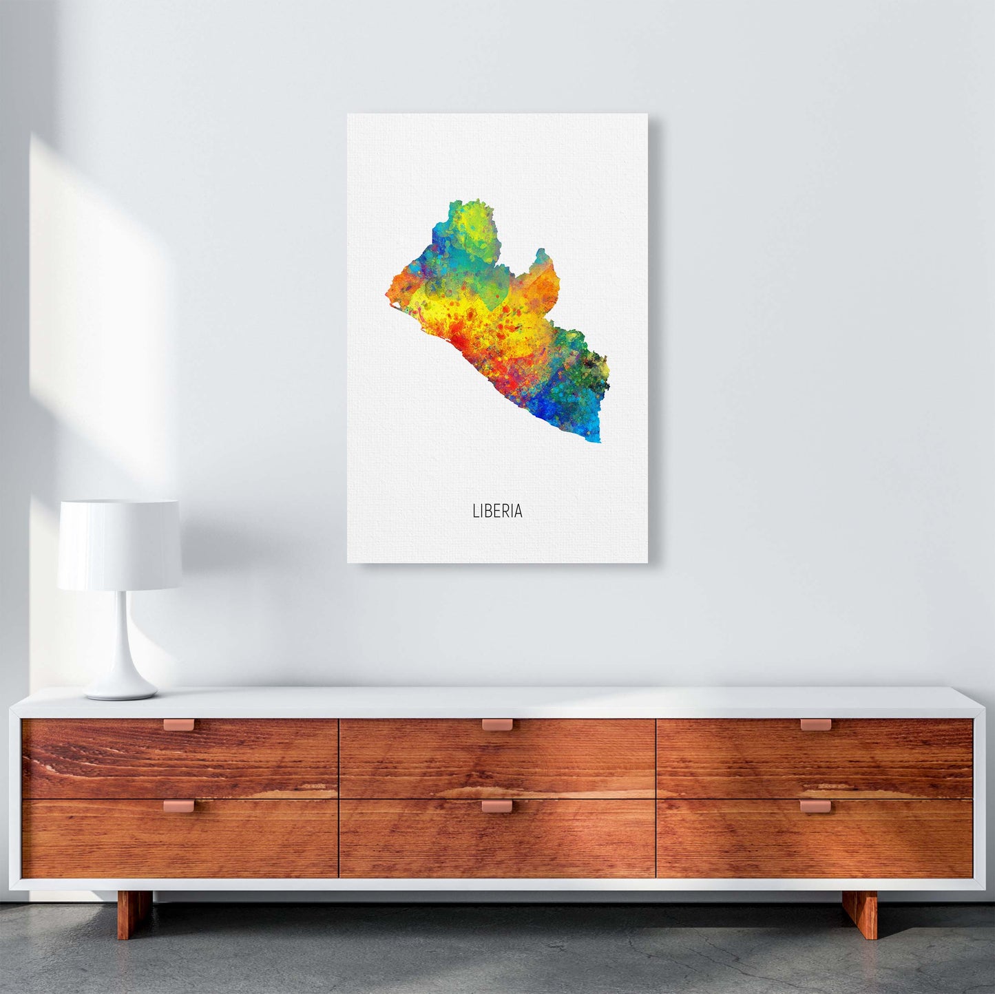 Liberia Watercolour Map Art Print by Michael Tompsett A1 Canvas