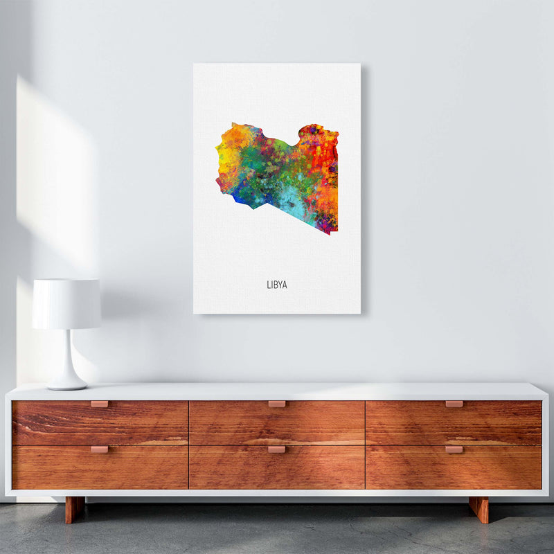 Libya Watercolour Map Art Print by Michael Tompsett A1 Canvas