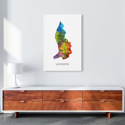 Liechtenstein Watercolour Map Art Print by Michael Tompsett A1 Canvas