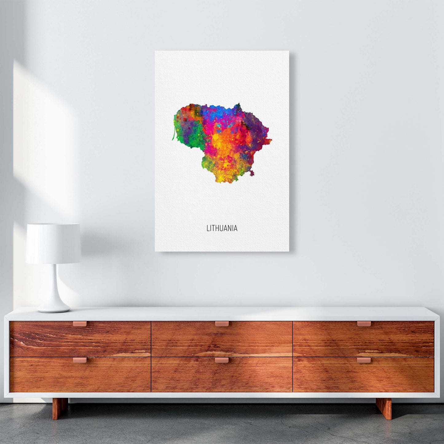 Lithuania Watercolour Map Art Print by Michael Tompsett A1 Canvas