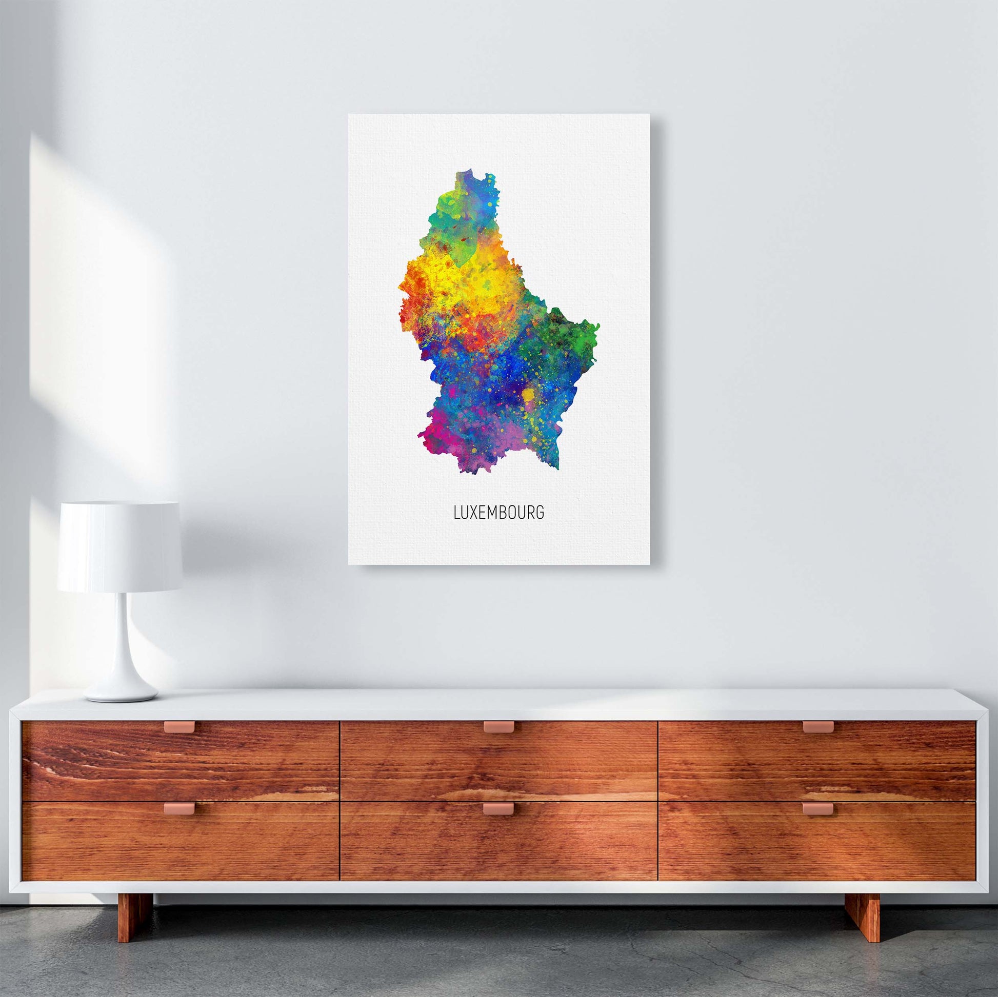 Luxembourg Watercolour Map Art Print by Michael Tompsett A1 Canvas