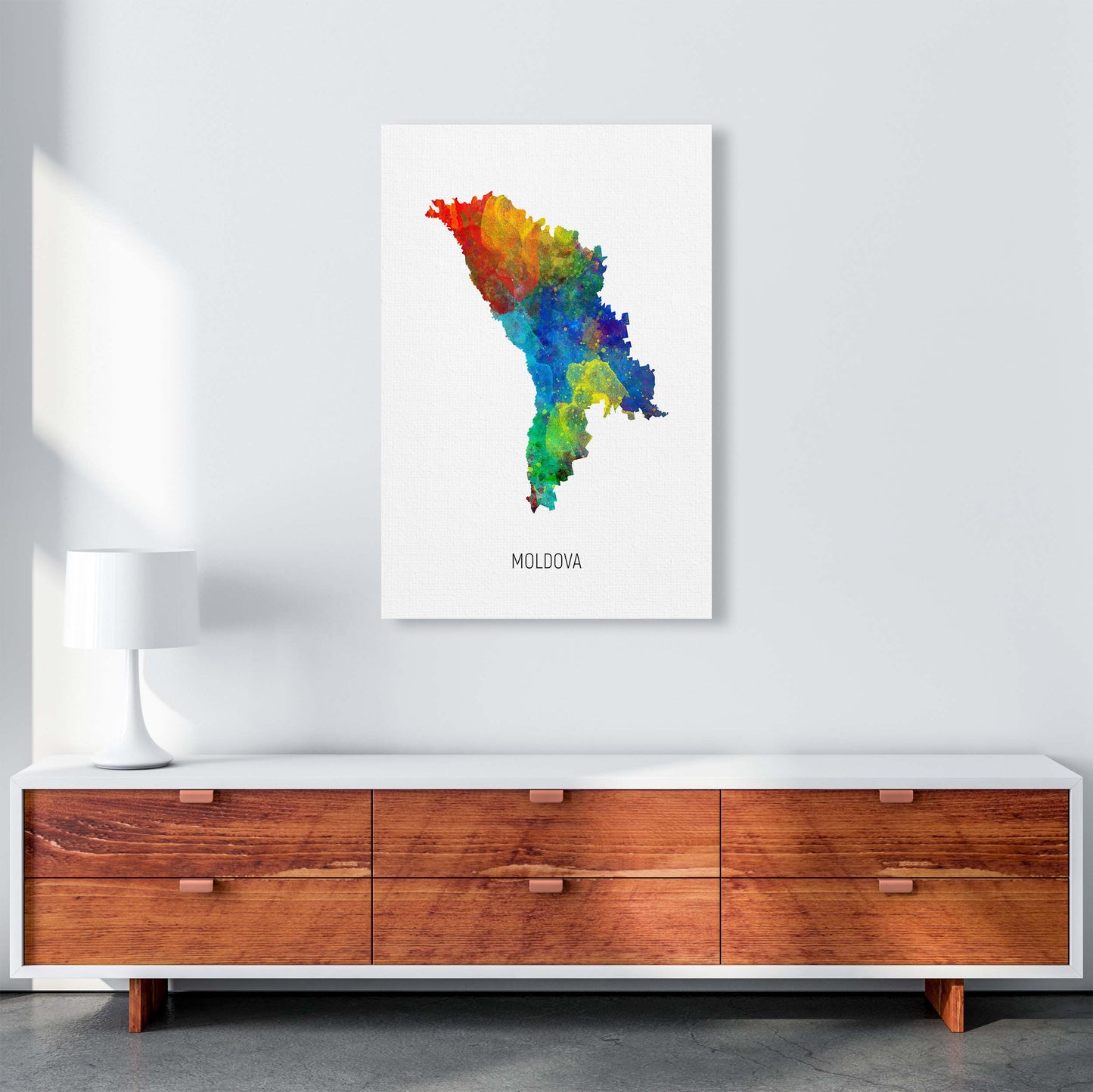 Moldova Watercolour Map Art Print by Michael Tompsett A1 Canvas