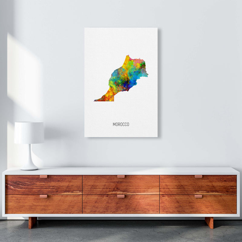 Morocco Watercolour Map Art Print by Michael Tompsett A1 Canvas