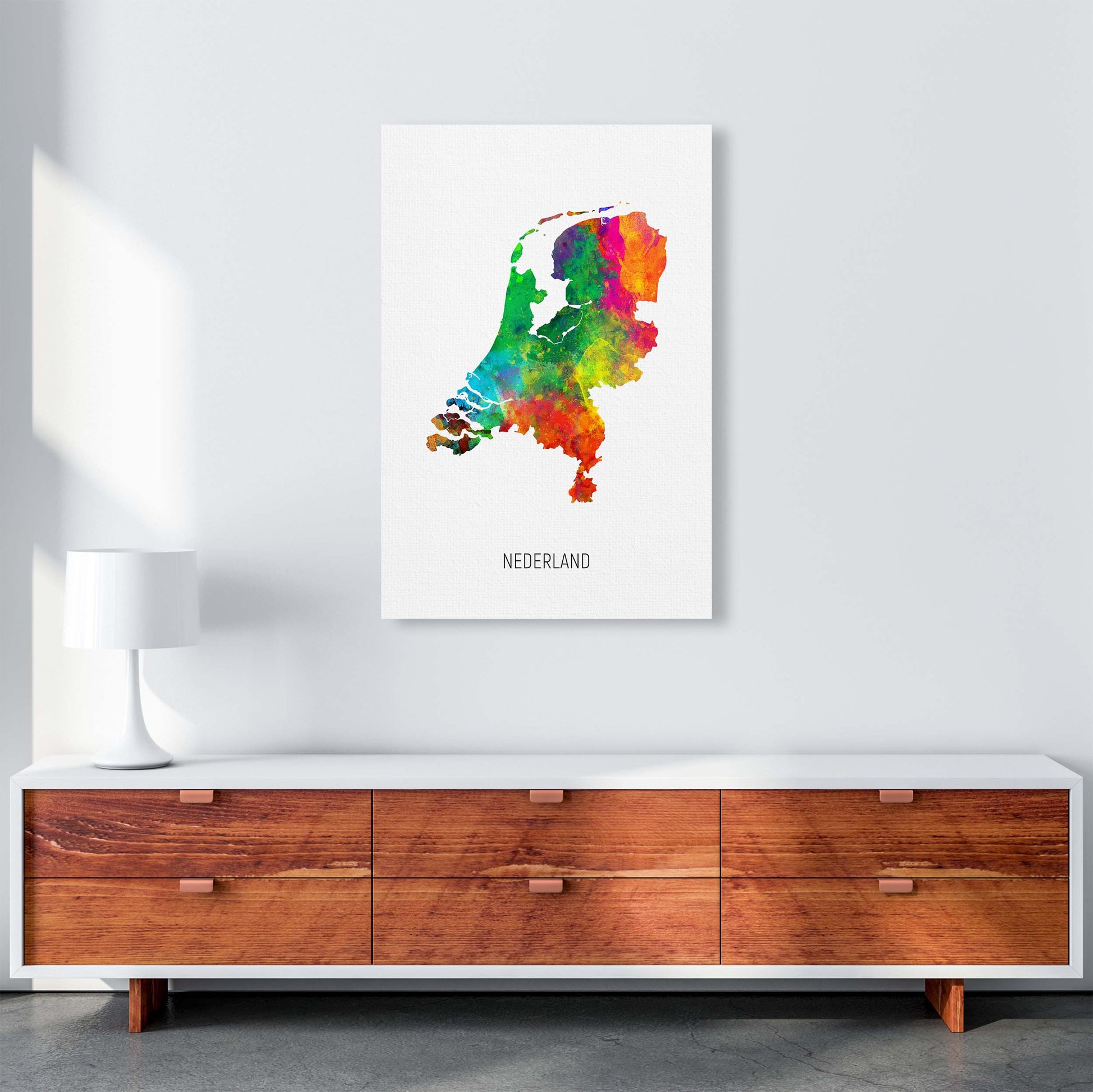 Nederland Watercolour Map Art Print by Michael Tompsett A1 Canvas
