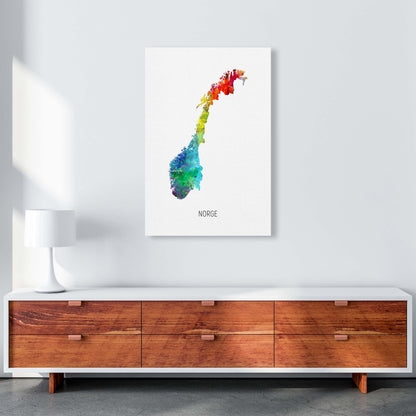 Norge Watercolour Map Art Print by Michael Tompsett A1 Canvas