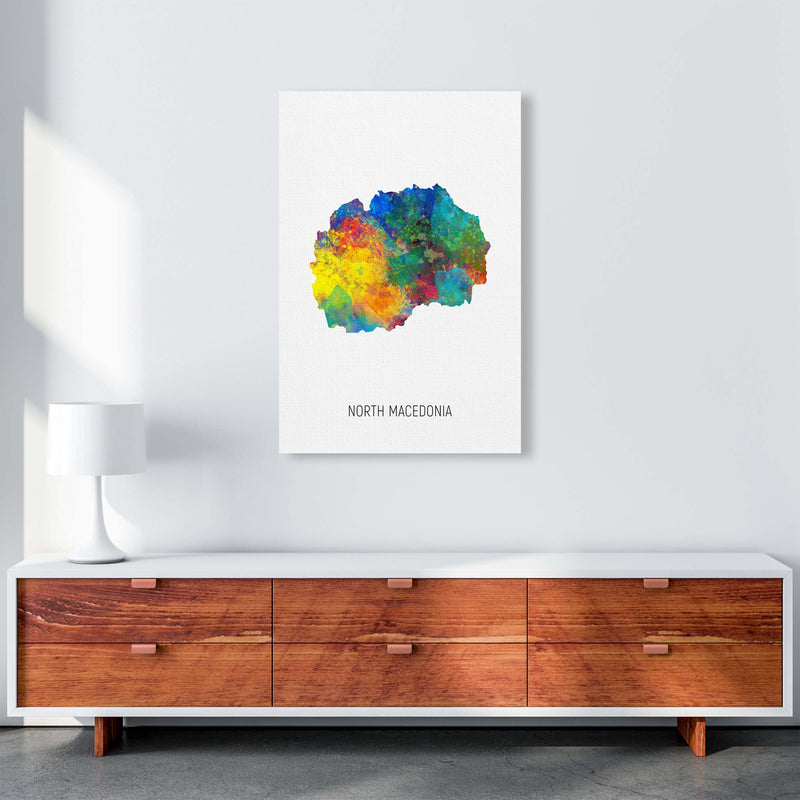 North Macedonia Watercolour Map Art Print by Michael Tompsett A1 Canvas