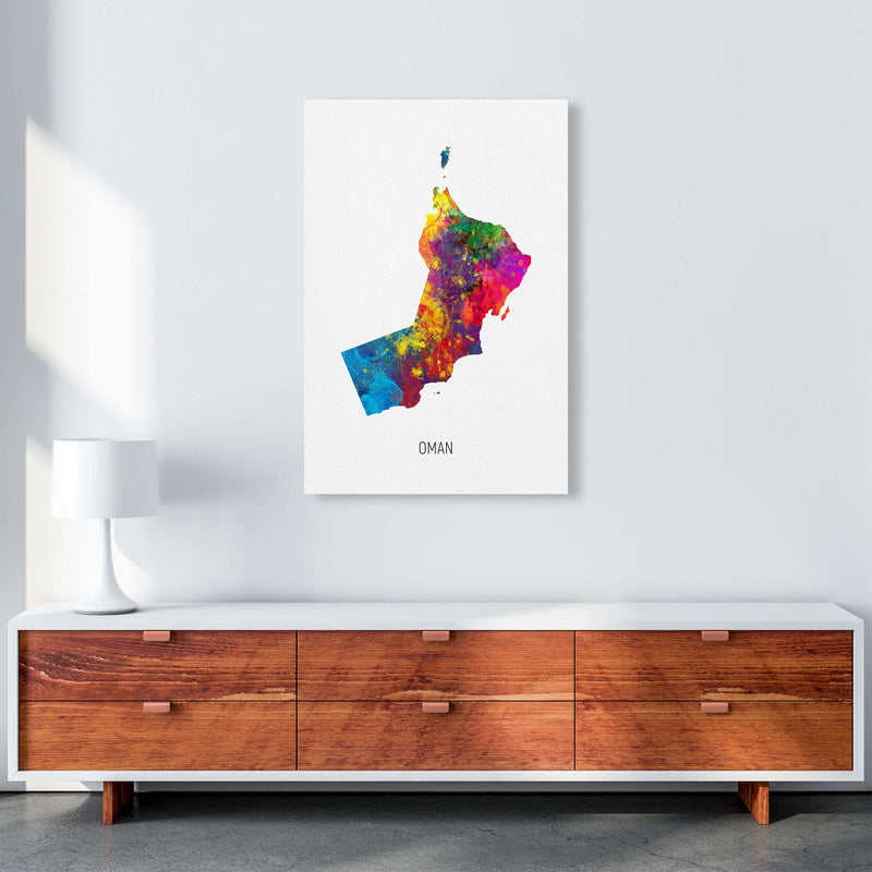 Oman Watercolour Map Art Print by Michael Tompsett A1 Canvas