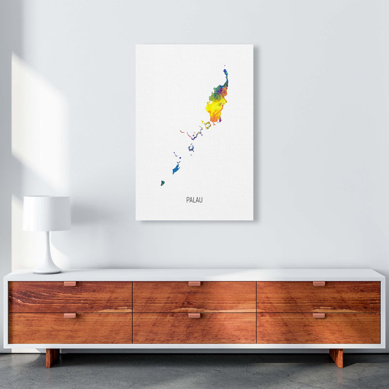 Palau Watercolour Map Art Print by Michael Tompsett A1 Canvas