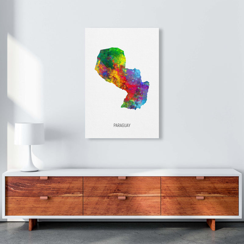 Paraguay Watercolour Map Art Print by Michael Tompsett A1 Canvas